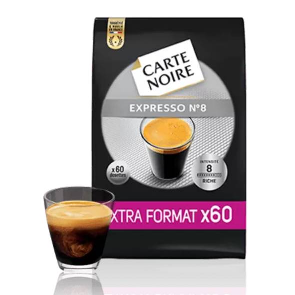 BOITE DE 60 DOSETTES CAFE SENSEO ESPRESSO N8 CARTE NOIRE